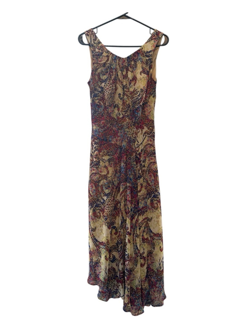 Kasper Fairycore Midi/Maxi Slip Dress in Multi-Tone Boho Paisley Print Size 12